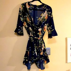 WORN ONCE Size 16 navy blue floral romper